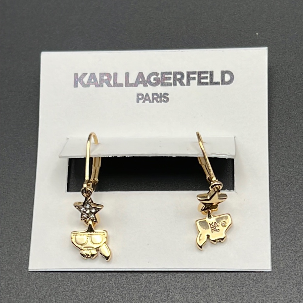 Karl Lagerfeld Gold Tone Earrings with Charms